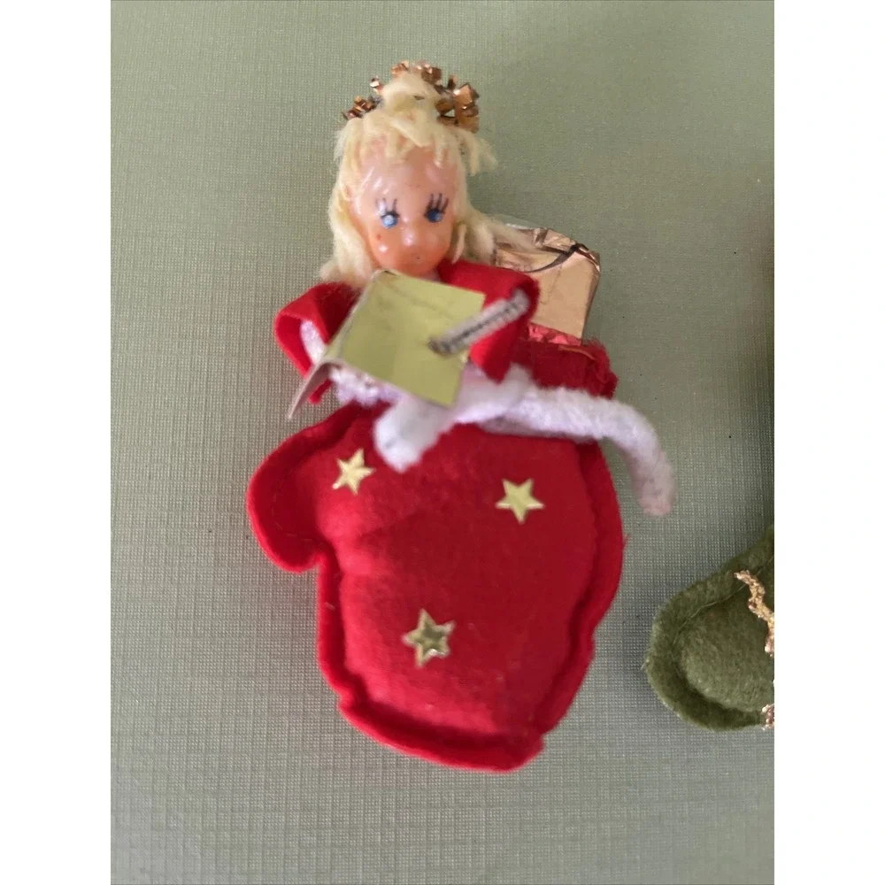 Vintage‎ Midcentury Christmas Ornaments Rubber Face Angel Santa Stocking AS IS